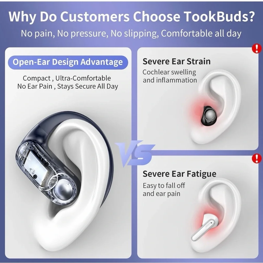 Wireless Translator Earbuds - Black blue